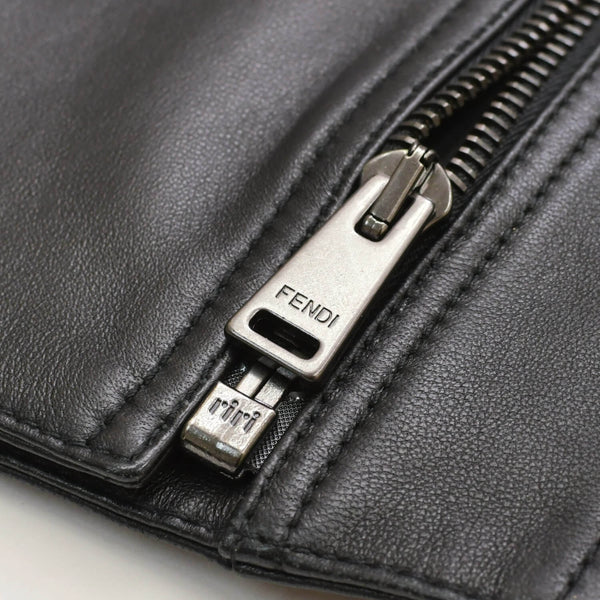 極美品 FENDI フェンディ GOLD Edition ゴールドエディション スタッズ レザージャケット ブラック ゴールド サイズ38 中古 4b010477