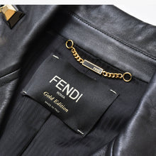 画像をギャラリービューアに読み込む, 極美品 FENDI フェンディ GOLD Edition ゴールドエディション スタッズ レザージャケット ブラック ゴールド サイズ38 中古 4b010477