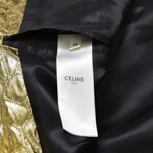 画像をギャラリービューアに読み込む, 極美品 CELINE セリーヌ テディブルゾン パディッド ラメシルクブレンド ジャケット 2V436149D シルク ゴールド サイズ36 中古 4b010479
