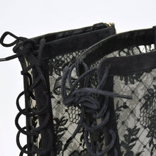 画像をギャラリービューアに読み込む, 新品同様 Christian Dior クリスチャンディオール レースアップ ロングブーツ MD0922 サイズ36 総柄レース ブラック 中古 4b010480