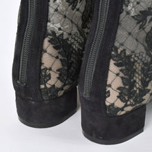 画像をギャラリービューアに読み込む, 新品同様 Christian Dior クリスチャンディオール レースアップ ロングブーツ MD0922 サイズ36 総柄レース ブラック 中古 4b010480