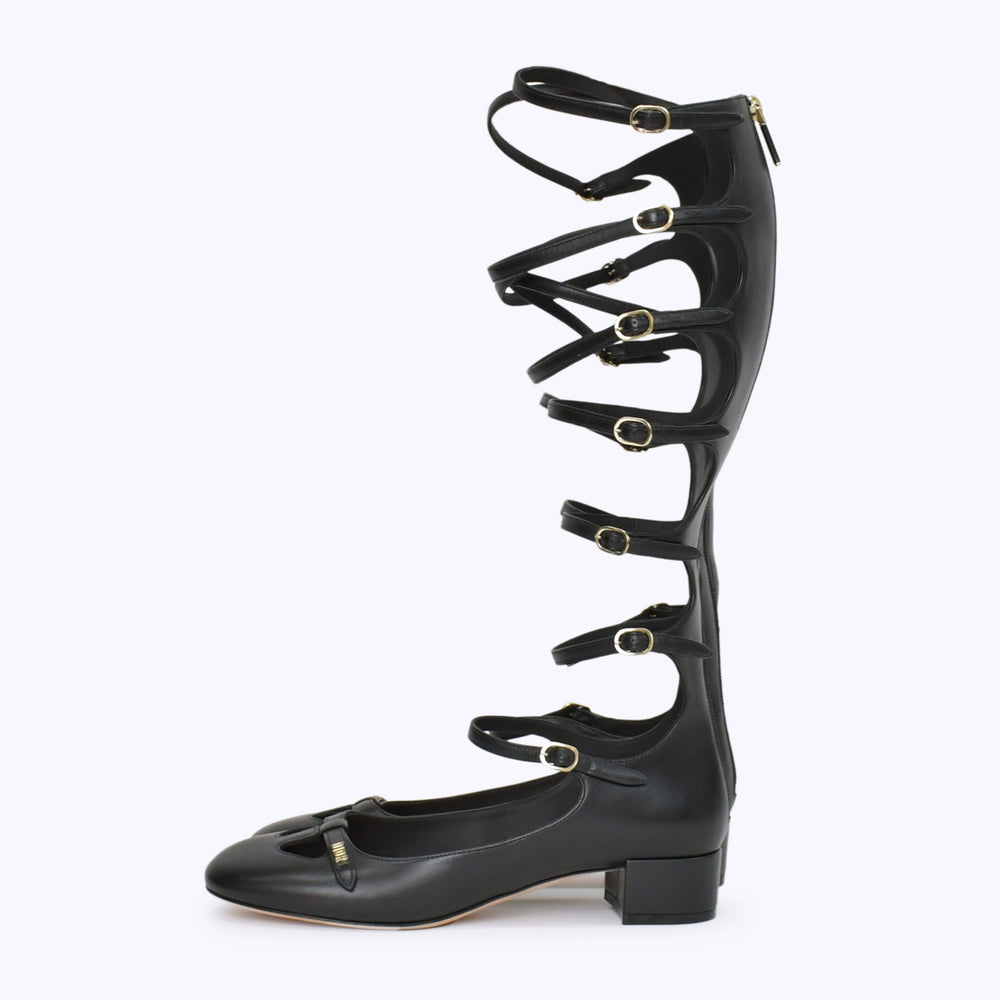 Like new Christian Dior Bondage Strap Long Boots Pumps MD1222 Size 38 Black Used 4b010481
