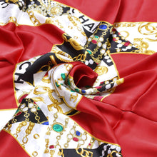 画像をギャラリービューアに読み込む, CHANEL シャネル スカーフ バンダナ ココマーク ハンカチ 80cm レッド シルク 美品 中古 4b010484