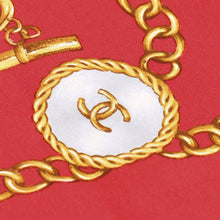 画像をギャラリービューアに読み込む, CHANEL シャネル スカーフ バンダナ ココマーク ハンカチ 80cm レッド シルク 美品 中古 4b010486