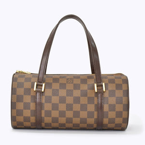 極美品 LOUIS VUITTON ルイヴィトン ハンドバッグ ドラム型 筒状 ダミエ パピヨン26 N51304 ブラウン ゴールド金具 中古 4b010711