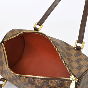 極美品 LOUIS VUITTON ルイヴィトン ハンドバッグ ドラム型 筒状 ダミエ パピヨン26 N51304 ブラウン ゴールド金具 中古 4b010711