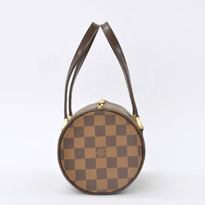 極美品 LOUIS VUITTON ルイヴィトン ハンドバッグ ドラム型 筒状 ダミエ パピヨン26 N51304 ブラウン ゴールド金具 中古 4b010711