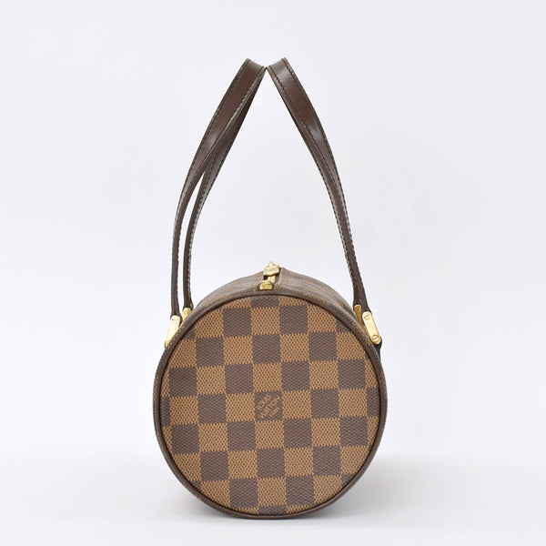 極美品 LOUIS VUITTON ルイヴィトン ハンドバッグ ドラム型 筒状 ダミエ パピヨン26 N51304 ブラウン ゴールド金具 中古 4b010711