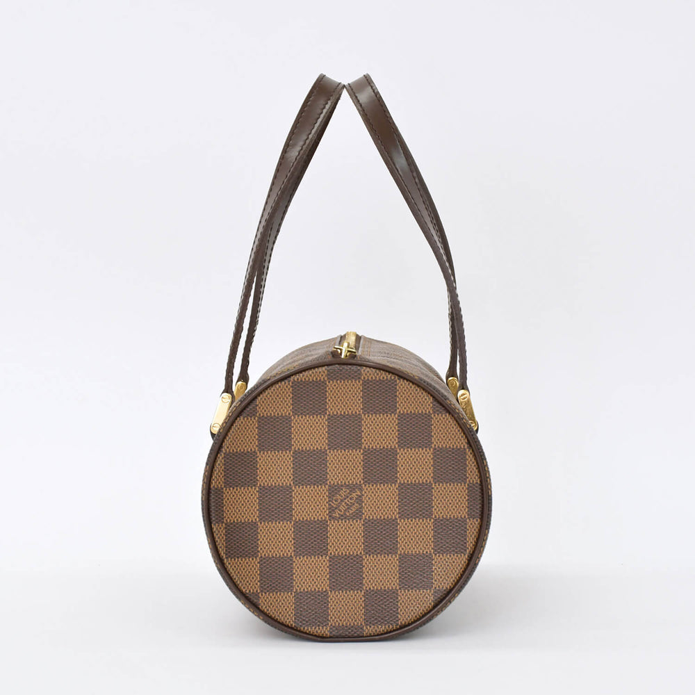 Very good condition LOUIS VUITTON handbag drum type tubular Damier Papillon 26 N51304 brown gold hardware used 4b010711