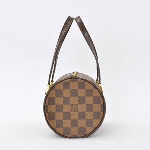 極美品 LOUIS VUITTON ルイヴィトン ハンドバッグ ドラム型 筒状 ダミエ パピヨン26 N51304 ブラウン ゴールド金具 中古 4b010711