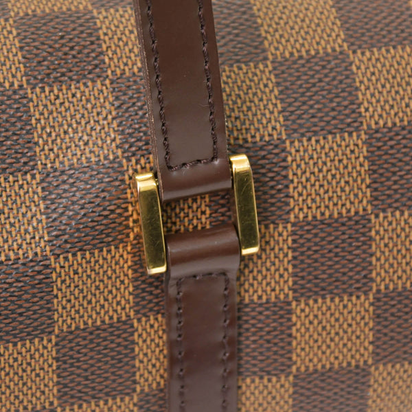 極美品 LOUIS VUITTON ルイヴィトン ハンドバッグ ドラム型 筒状 ダミエ パピヨン26 N51304 ブラウン ゴールド金具 中古 4b010711