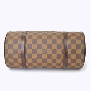 極美品 LOUIS VUITTON ルイヴィトン ハンドバッグ ドラム型 筒状 ダミエ パピヨン26 N51304 ブラウン ゴールド金具 中古 4b010711