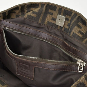 FENDI フェンディ ハンドバッグ トートバッグ ズッカ柄 キャンバス ブラウン シルバー金具 美品 中古 4b010829