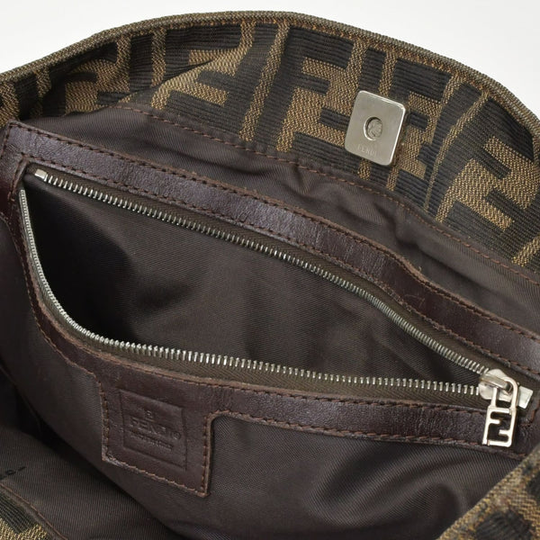 FENDI フェンディ ハンドバッグ トートバッグ ズッカ柄 キャンバス ブラウン シルバー金具 美品 中古 4b010829
