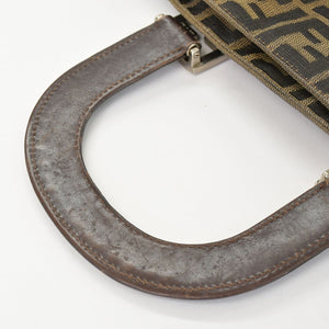 FENDI フェンディ ハンドバッグ トートバッグ ズッカ柄 キャンバス ブラウン シルバー金具 美品 中古 4b010829