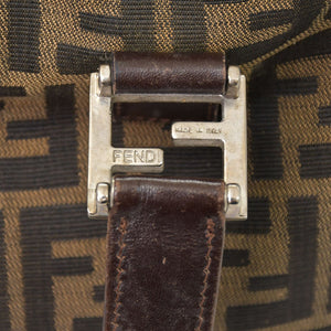 FENDI フェンディ ハンドバッグ トートバッグ ズッカ柄 キャンバス ブラウン シルバー金具 美品 中古 4b010829