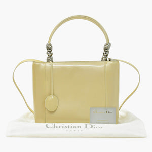 CHRISTIAN DIOR クリスチャンディオール マリスパール 2WAYバッグ ハンドバッグ ショルダーバッグ ベージュ シルバー金具 美品 中古 4b010830