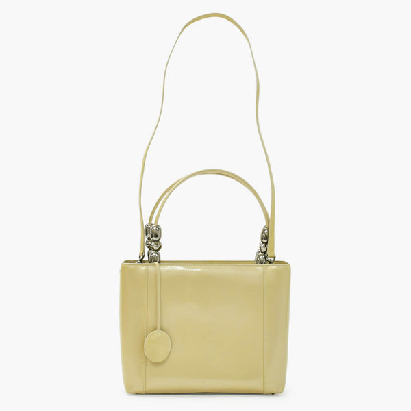 CHRISTIAN DIOR クリスチャンディオール マリスパール 2WAYバッグ ハンドバッグ ショルダーバッグ ベージュ シルバー金具 美品 中古 4b010830