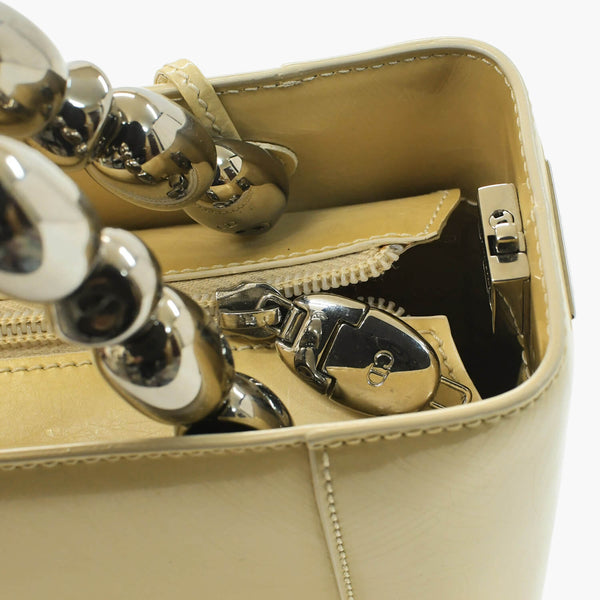 CHRISTIAN DIOR クリスチャンディオール マリスパール 2WAYバッグ ハンドバッグ ショルダーバッグ ベージュ シルバー金具 美品 中古 4b010830