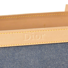 画像をギャラリービューアに読み込む, CHRISTIAN DIOR クリスチャンディオール ハンドバッグ BO B 0022 デニム レザー ネイビー ブラウン ゴールド金具 美品 中古 4b010831