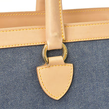 画像をギャラリービューアに読み込む, CHRISTIAN DIOR クリスチャンディオール ハンドバッグ BO B 0022 デニム レザー ネイビー ブラウン ゴールド金具 美品 中古 4b010831