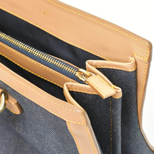 画像をギャラリービューアに読み込む, CHRISTIAN DIOR クリスチャンディオール ハンドバッグ BO B 0022 デニム レザー ネイビー ブラウン ゴールド金具 美品 中古 4b010831