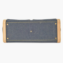 画像をギャラリービューアに読み込む, CHRISTIAN DIOR クリスチャンディオール ハンドバッグ BO B 0022 デニム レザー ネイビー ブラウン ゴールド金具 美品 中古 4b010831