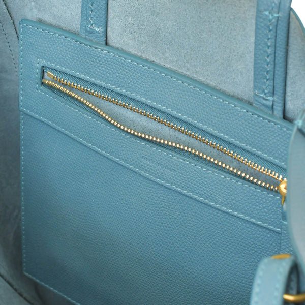 極美品 CELINE セリーヌ バーティカルカバスモール 2WAY トートバッグ 189813XBA ブルー セラドン カーフスキン ゴールド金具 中古 4b010841