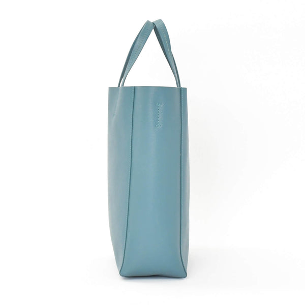 極美品 CELINE セリーヌ バーティカルカバスモール 2WAY トートバッグ 189813XBA ブルー セラドン カーフスキン ゴールド金具 中古 4b010841