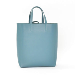 極美品 CELINE セリーヌ バーティカルカバスモール 2WAY トートバッグ 189813XBA ブルー セラドン カーフスキン ゴールド金具 中古 4b010841