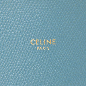 極美品 CELINE セリーヌ バーティカルカバスモール 2WAY トートバッグ 189813XBA ブルー セラドン カーフスキン ゴールド金具 中古 4b010841