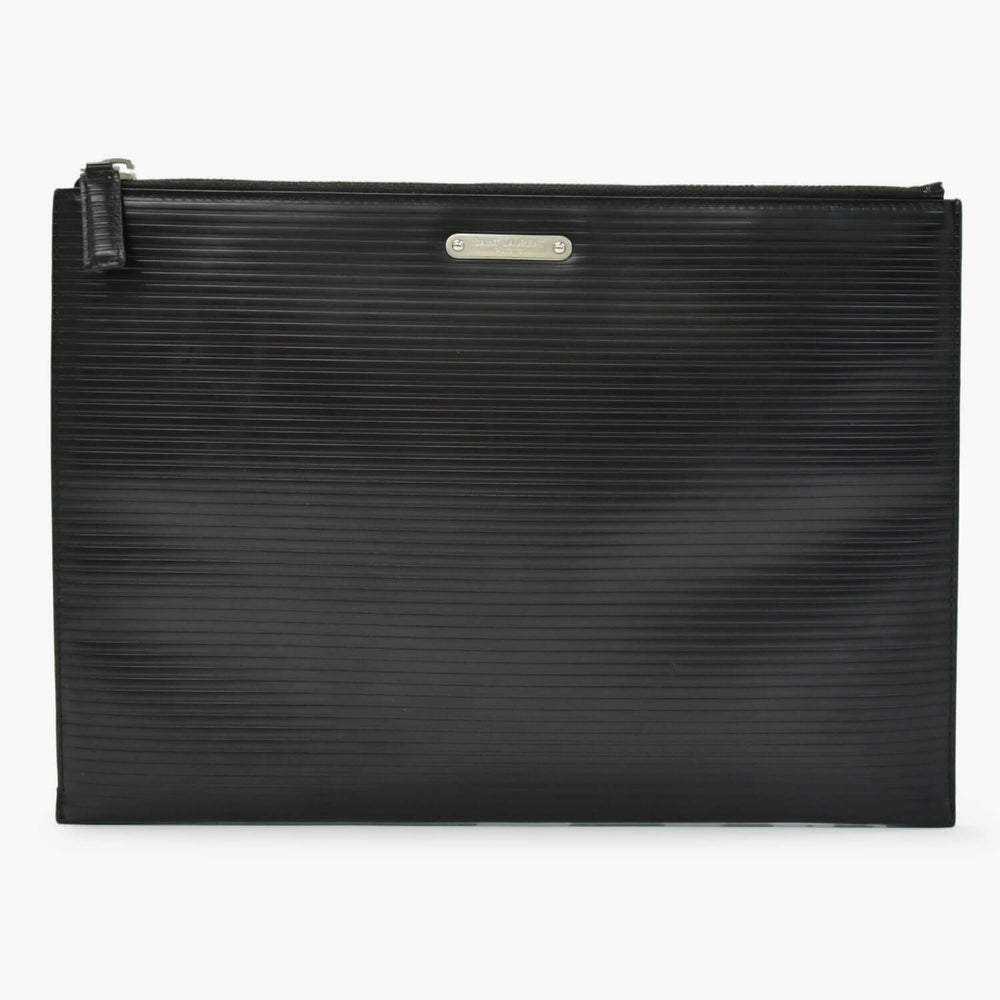 SAINT LAURENT サンローラン クラッチバッグ TGR462361-0517 レザー ブラック シルバー金具 美品 中古 4b010843