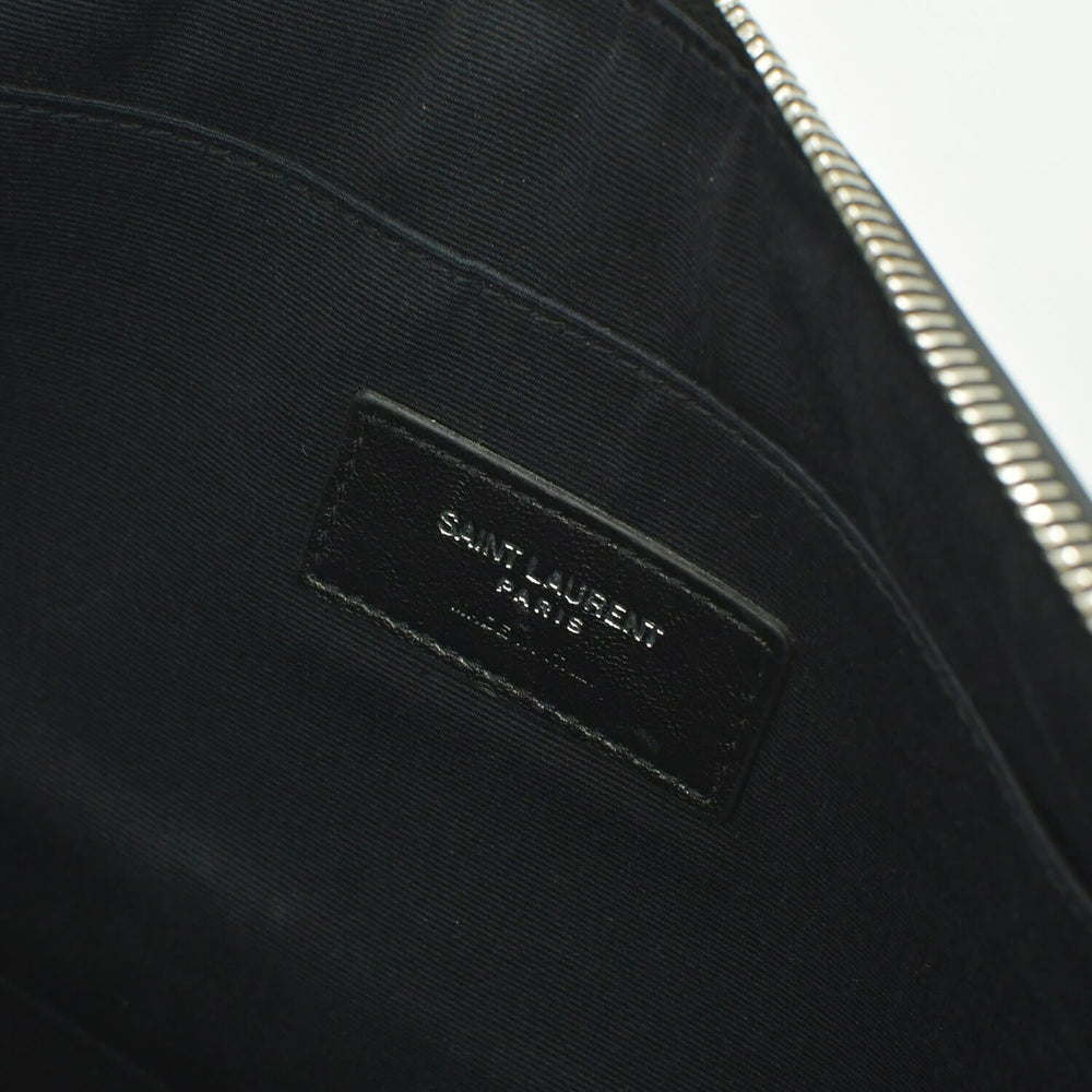 SAINT LAURENT サンローラン クラッチバッグ TGR462361-0517 レザー ブラック シルバー金具 美品 中古 4b010843