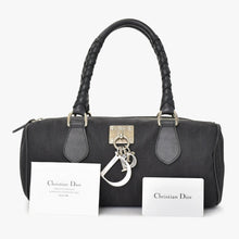 画像をギャラリービューアに読み込む, 極美品 Christian Dior クリスチャンディオール ラブリー トロッター ハンドバッグ キャンバス レザー ブラック シルバー金具 中古 4b010848