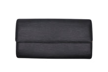 画像をギャラリービューアに読み込む, LOUIS VUITTON ルイヴィトン ポルトフォイユ サラ 長財布 M63742 エピレザー イニシャル K ブラック シルバー金具 美品 中古 4b010899