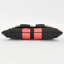 Load image into Gallery viewer, GUCCI グッチ ワンショルダーバッグ ブラック ピンク GGキャンバス レザー 3444 ピンクゴールド金具 美品 中古 4b011242