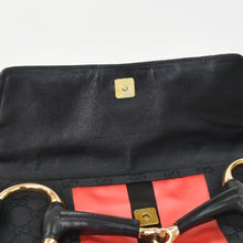 Load image into Gallery viewer, GUCCI グッチ ワンショルダーバッグ ブラック ピンク GGキャンバス レザー 3444 ピンクゴールド金具 美品 中古 4b011242