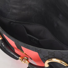 Load image into Gallery viewer, GUCCI グッチ ワンショルダーバッグ ブラック ピンク GGキャンバス レザー 3444 ピンクゴールド金具 美品 中古 4b011242