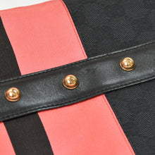 Load image into Gallery viewer, GUCCI グッチ ワンショルダーバッグ ブラック ピンク GGキャンバス レザー 3444 ピンクゴールド金具 美品 中古 4b011242