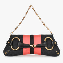 Load image into Gallery viewer, GUCCI グッチ ワンショルダーバッグ ブラック ピンク GGキャンバス レザー 3444 ピンクゴールド金具 美品 中古 4b011242