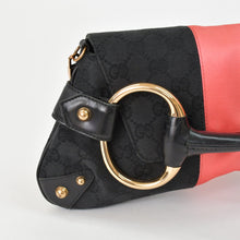 Load image into Gallery viewer, GUCCI グッチ ワンショルダーバッグ ブラック ピンク GGキャンバス レザー 3444 ピンクゴールド金具 美品 中古 4b011242
