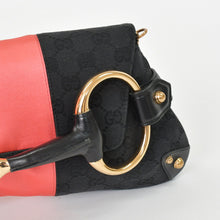 Load image into Gallery viewer, GUCCI グッチ ワンショルダーバッグ ブラック ピンク GGキャンバス レザー 3444 ピンクゴールド金具 美品 中古 4b011242