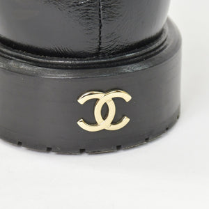 極美品 CHANEL シャネル ローファー 革靴 G45410 サイズ38C ココマーク ソックスドッキング リボン レザー ブラック 中古 4b011481