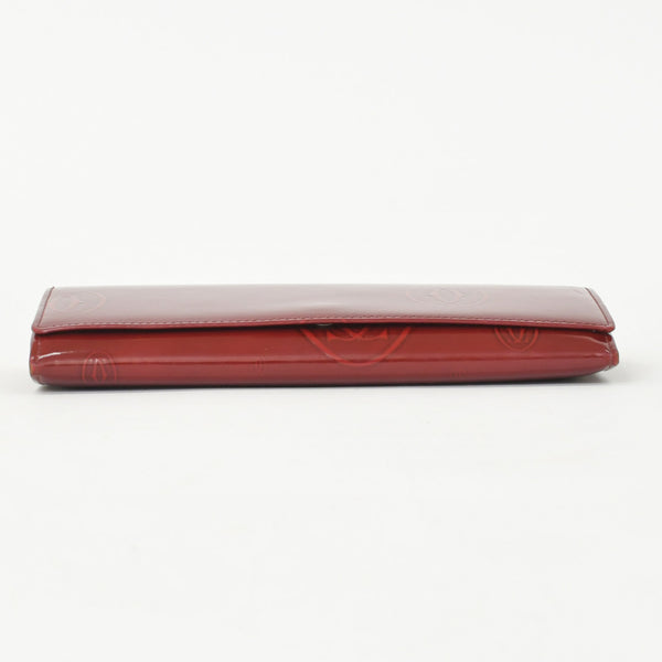 CARTIER カルティエ 長財布 ドゥーブルC ボルドー パテントレザー エナメル シルバー金具 中古 4b011878