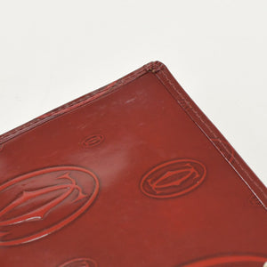 CARTIER カルティエ 長財布 ドゥーブルC ボルドー パテントレザー エナメル シルバー金具 中古 4b011878