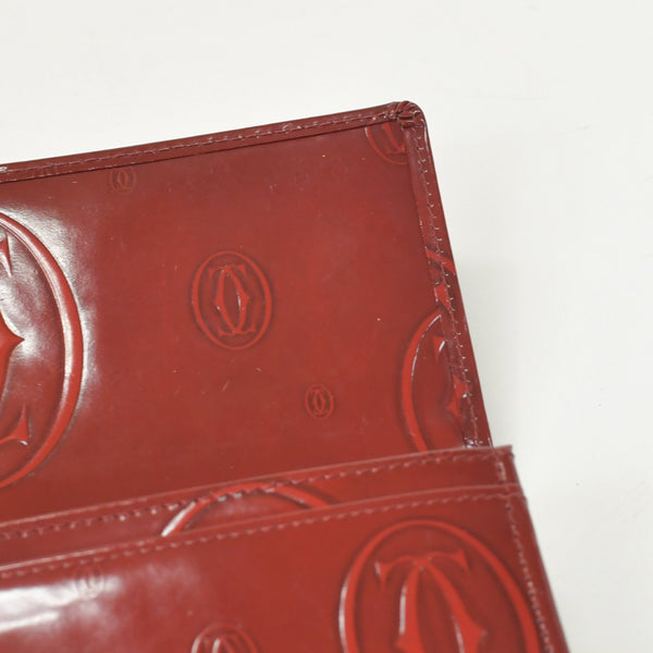 CARTIER カルティエ 長財布 ドゥーブルC ボルドー パテントレザー エナメル シルバー金具 中古 4b011878