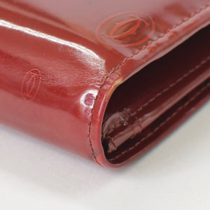 CARTIER カルティエ 長財布 ドゥーブルC ボルドー パテントレザー エナメル シルバー金具 中古 4b011878