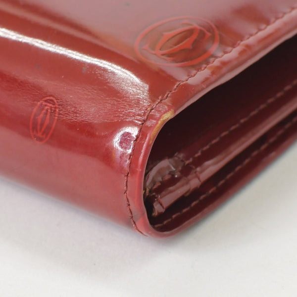 CARTIER カルティエ 長財布 ドゥーブルC ボルドー パテントレザー エナメル シルバー金具 中古 4b011878