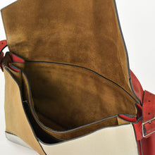 Load image into Gallery viewer, 極美品 CELINE セリーヌ ダイヤモンドクラッチショルダーバッグ レザー スエード ハラコ レッド シルバー ベージュ シルバー金具 中古 4b012254