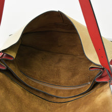 Load image into Gallery viewer, 極美品 CELINE セリーヌ ダイヤモンドクラッチショルダーバッグ レザー スエード ハラコ レッド シルバー ベージュ シルバー金具 中古 4b012254